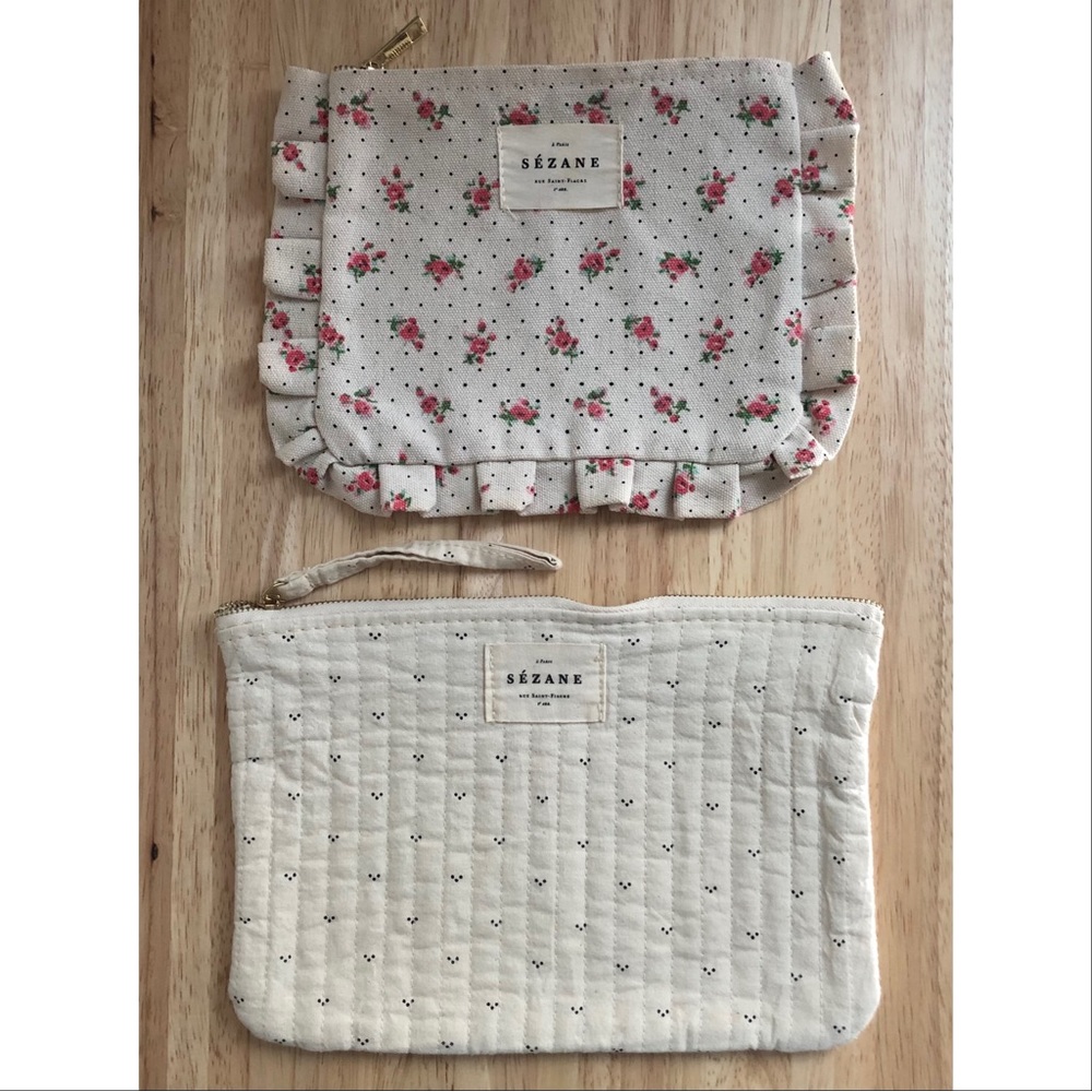 Sezane floral cotton pouches (set of 2)